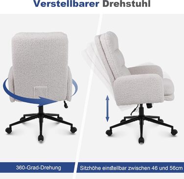 Кашемірове офісне крісло Youhauchair, ергономічне офісне крісло з високою спинкою, зручне крісло для туалетного столика, обертове офісне крісло з регульованою висотою, кремова кашемірова висока спинка