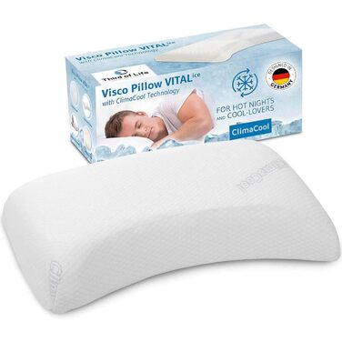 Охолоджувальна подушка VITALice Регульована по висоті подушка для шиї з піни з ефектом пам&39яті з чохлом ClimaCool Класна ергономічна подушка для сну на боці, дихаюча, ергономічна, 56x36x9,5/11,5 см
