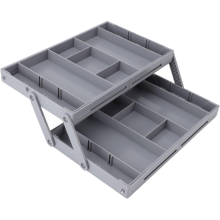 Органайзер для косметики, складаний контейнер різних розмірів, розширюваний настільний лоток для ювелірних виробів, канцелярського приладдя, аксесуарів для волосся, пластиковий (2 яруси) для повсякденного використання