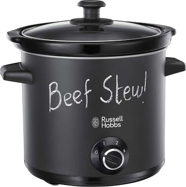 Повільна плита Russell Hobbs важка керамічна каструля 3,5 л для вибору розподілу температури Дошка для повільної плити (поверхня шкільної дошки, 3 налаштування температури та функція підтримки тепла, 200 Вт) Повільна плита 24180-56