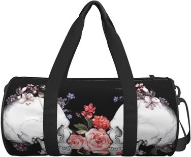 Дорожня сумка-циліндр з квітково-черепним принтом, спортивна сумка для чоловіків та жінок, сумка-мішок, спортивна дорожня сумка