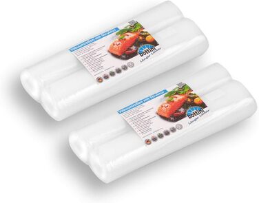 Вакуумні ролики з гофрованою структурою 28 x 600 см sous vide, плівки професійної якості з ущільнювальною кромкою та структурними вакуумними пакетами для всіх вакуумних пакувальників, 4 шт., BOTTINI