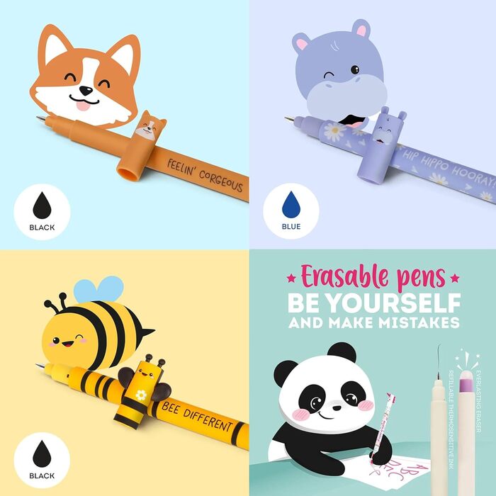 Набір ручок LEGAMI, 7 гелевих ручок, що стираються, включаючи БЕЗКОШТОВНИЙ міцний подарунковий конверт.