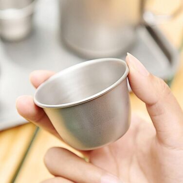 Компактний чайний набір Чайний Мандрівник 4 чашки, ситечко для чаю в комплекті, об'єм 50 мл, міцний термостійкий матеріал, преміум аксесуари для чаювання вдома та на природі