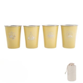 Набір із 4 кавових кухлів з нержавіючої сталі 304 об&39ємом 350 мл для використання на відкритому повітрі, для походів та відпочинку