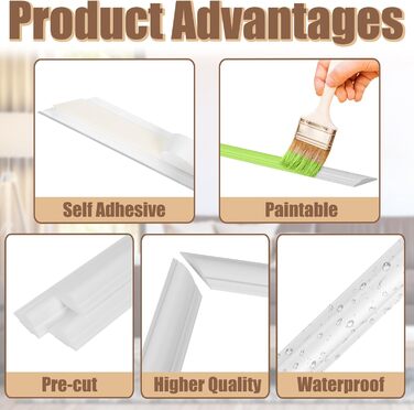Комплект для настінного молдингу AKOZLIN, що знімається та наклеюється, попередньо нарізані панелі для обшивки стін, легко встановлюються, самоклеючі акцентні оздоблення, декор стін для офісу, дому, спальні, вітальні, 3 комплекти - 3 верхні, 3 нижні, 143 