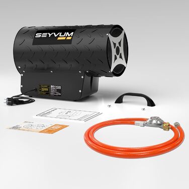 Газовий обігрівач для використання в приміщенні, газовий вентилятор-обігрівач потужністю 30 кВт, газовий обігрівач, газовий вентилятор-обігрівач, газовий вентилятор-обігрівач на пропані, потік повітря 700 м/год, включаючи газовий шланг 1,4 м та 700 мбар