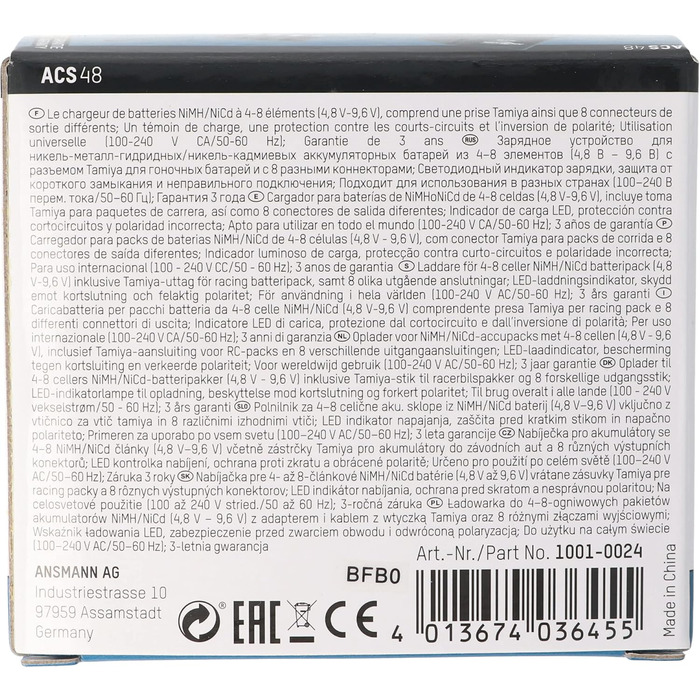 Зарядний пристрій Ansmann ACS48 1001-0024 для акумуляторних блоків 4,8 - 9,6 вольт
