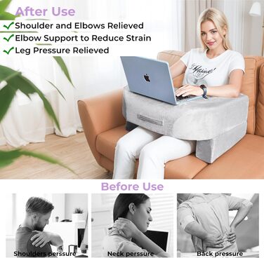Подушка для читання Babenest для колін, підлокітник, ігрова подушка для роботи, регульована по висоті подушка для колін для дорослих, для сидіння в ліжку, дивані, підлозі (плюшево-сірий)