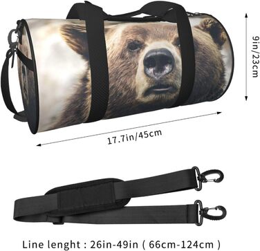 Спортивна сумка для подорожей, дизайн Ведмідь у дикій природі, Чорний колір, Універсальний розмір