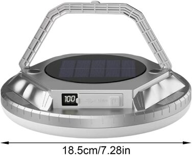 Світлодіодний кемпінговий ліхтар, 1600 люмен, сонячний ліхтар для намету, водонепроникний, портативний, кемпінговий ліхтар, для походів, використання на вулиці, в саду, на подвір&39ї, на патіо, на балконі, для походів, сріблястий