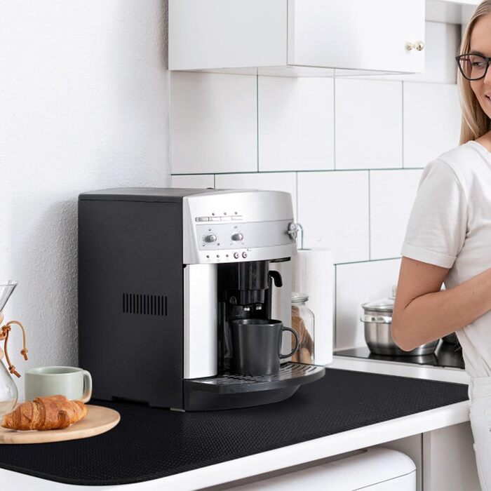 Вогнетривка накладка 2 шт. и, силіконовий вогнезахисний килимок зі скловолокна для стільниці, термостійкий килимок для аерофритюрниці кавоварки для мікрохвильової печі, протиковзкий водонепроникний 40 x 60 см, чорний