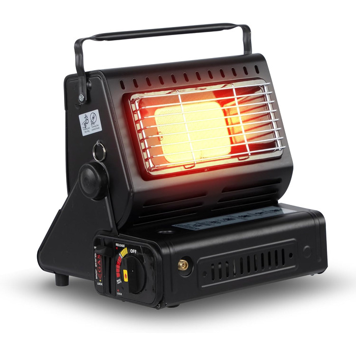 Портативний газовий обігрівач та газова плита ZMC 2-в-1 з підключенням для зрідженого газу, кемпінговий обігрівач 1,3 кВт