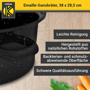 Емальована сковорода Krger з крапельною кришкою - високоякісна сковорода - підходить для всіх типів плит - чудово підходить для пе