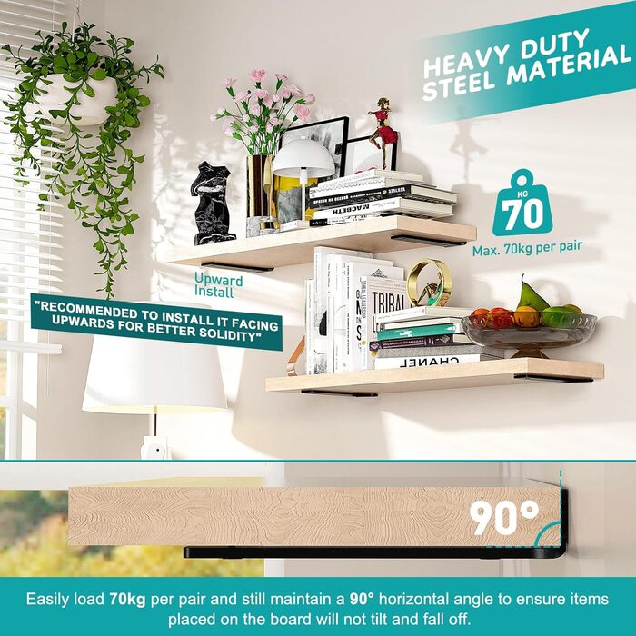 Кронштейни для полиць, 25 см, металеві опори для полиць з гвинтами, вантажопідйомність 70 кг, чорні, 25 см - 4 шт. у упаковці чорного кольору, 4