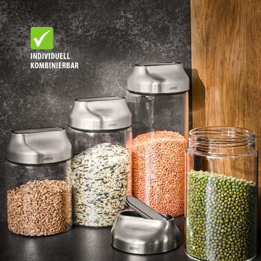 Контейнер для зберігання GEFU KIPPO 1300 мл Скляний контейнер з кришкою, що відкидається, та захистом аромату Герметичний, ідеально підходить для дозування цукру, борошна, мюслі, макаронів, сухих продуктів