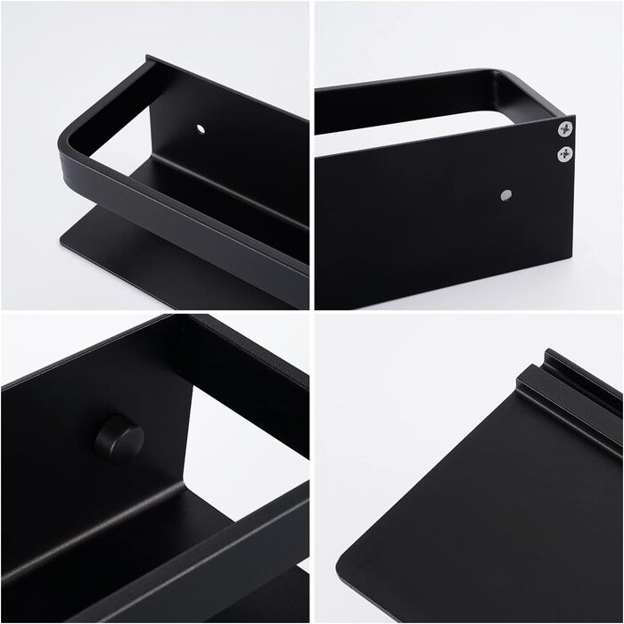 Настінна полиця для спецій KES, тримач для спецій, органайзер для спецій, кухонний, для зберігання спецій, кухонна полиця для спецій 40 см, 2 шт., матово-чорний колір, настінний, KSR401S40-BK-P2, 39,9 см