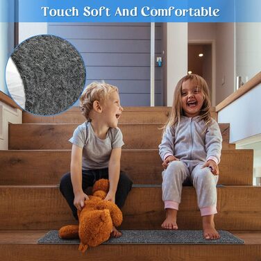 Килимки для сходів RIOLAND 20,3 x 76,2 см (35,6 см) з нековзним покриттям запобігають ковзанню для людей похилого віку, дітей та домашніх тварин, сіро-білі