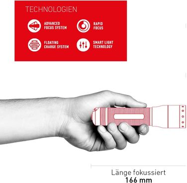 Світлодіодний ліхтарик Ledlenser P7R, фокусний, акумуляторний, з батареєю, 1000 люмен, дальність променя 210 метрів, час роботи 40 годин, чорний