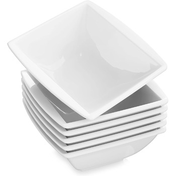 Серія Blance, 6 шт. Кремово-білі порцелянові миски Набір мисок Пластівці Десертні миски Миска 14,5X14,5X6 см Миска з 6 предметів