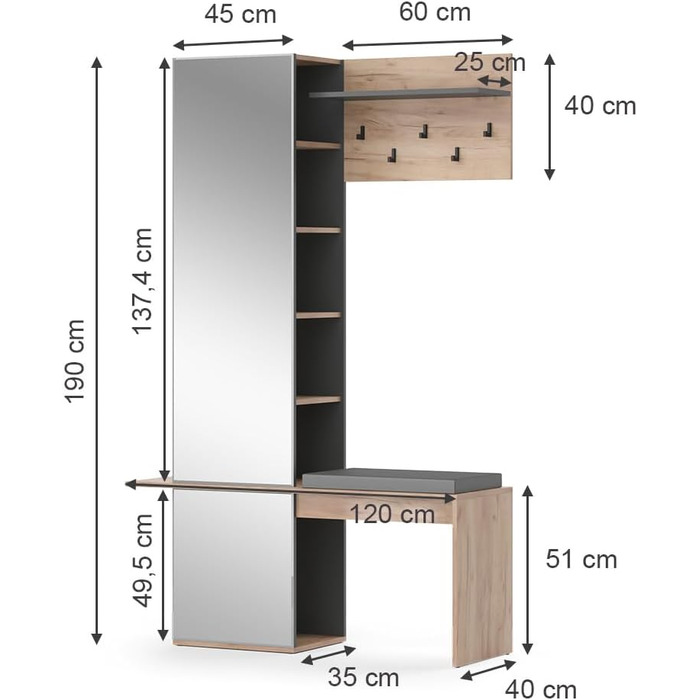 Шафа Vicco Adeline, дуб Goldkraft, 120 x 190 см