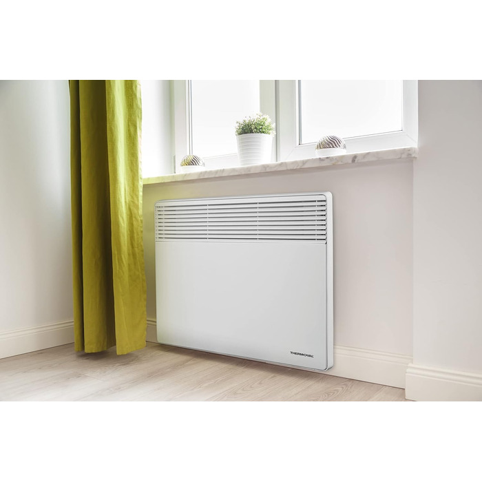 Електричний конвектор Thermoval, електричний радіатор TX 2500, 2,5 кВт, IP20, окремостоячий або настінний електричний обігрівач, електричне опалення для житлових та офісних приміщень, конвекторний обігрівач, білий