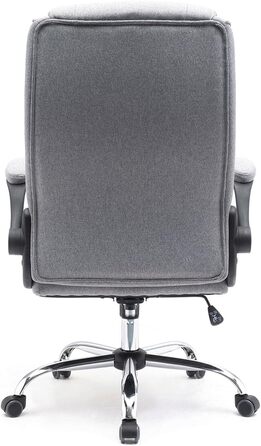 Офісний стілець з тканини Зручний, ергономічний обертовий стілець до 130 кг, зі складними підлокітниками, письмовий стілець з високою спинкою, сірий