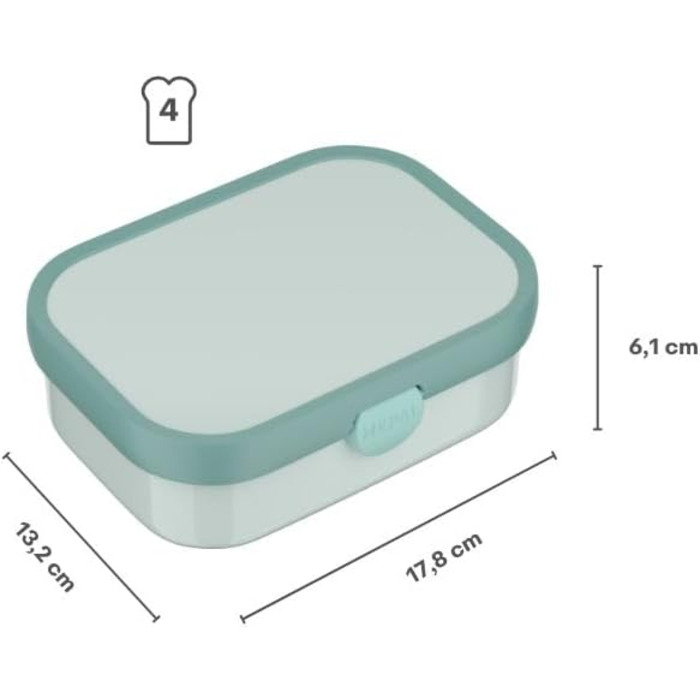 Ланчбокс Campus - Дитячий ланчбокс Bento з виделкою та роздільниками - Контейнер для їжі з кліпсою, без BPA, можна мити в посудомийній машині - 750 мл - Динозавр Стандартний Дино