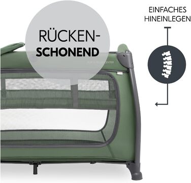 Темно-зелений - дитяче ліжечко для подорожей від народження до 15 кг з вкладишем для новонароджених, пеленальний килимок, сумка для перенесення, колеса, ігрова зона XL, компактна та складається. Play N Relax Center темно-зелений