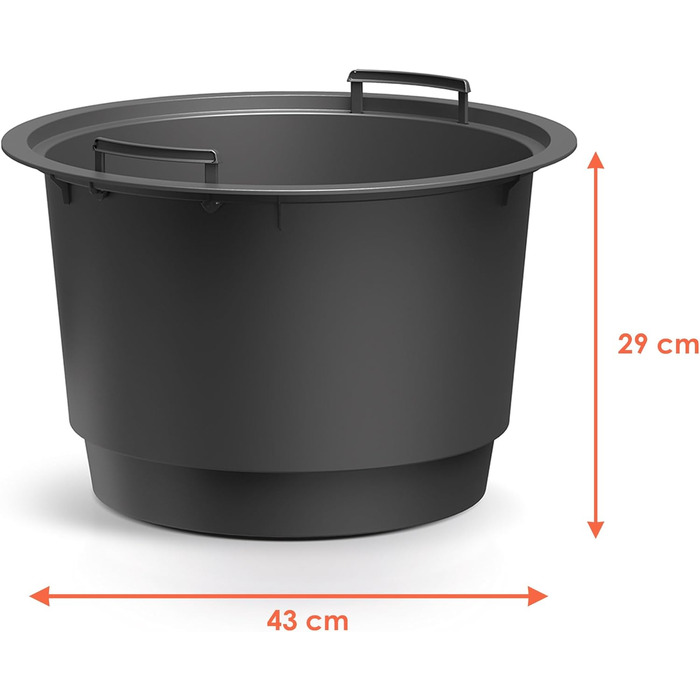 Пластиковий квітковий горщик Spetebo XL, круглий, прямої форми - 47 x 44 см - дизайнерський квітковий горщик антрацитового кольору з посадковою вставкою - кашпо, ваза для квітів, садове кашпо, велике - Модель 2 / 47 x 44 см