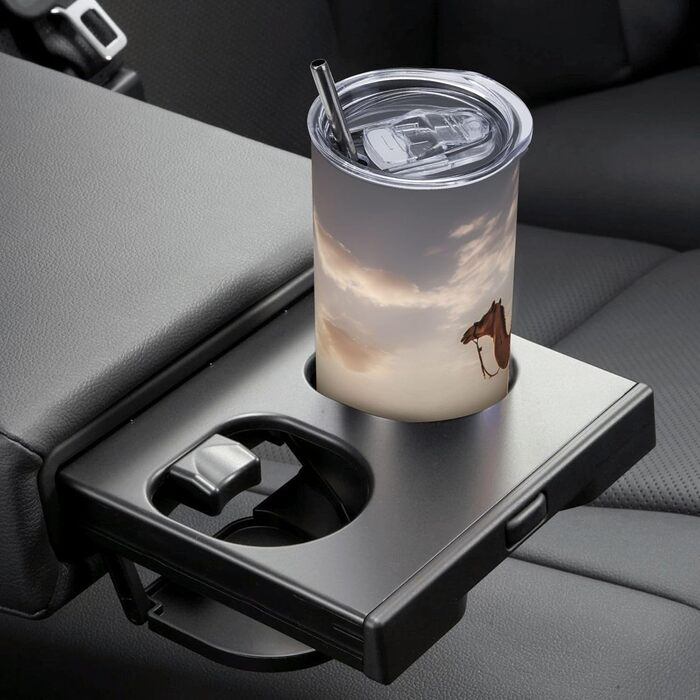 Кухоль з прямою трубочкою, 590 мл, одинокий верблюд, з принтом, дорожній кухоль, підходить для кемпінгу, офісу та дому