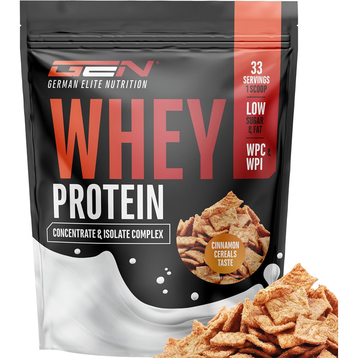 Сироватковий протеїновий порошок German Elite Nutrition, 1000 г, Злаки з корицею