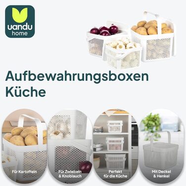 Набір із 3 ящиків для зберігання картоплі uandu Ящик для картоплі на кухню, ящик для цибулі та часнику, кухонний органайзер, білий набір із 3 предметів (5 л 8 л 12 л)