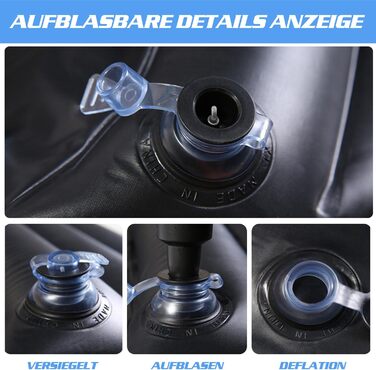 Надувний матрац Ergocar для автомобіля з насосом, надувний матрац для кемпінгу, автокрісла, подорожей, кемпінгу, пляжу (чорний)