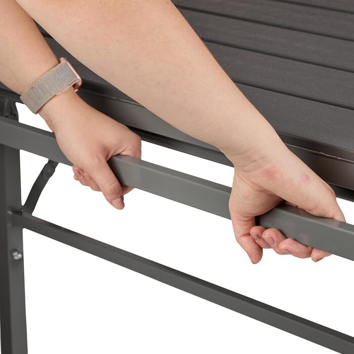 Розкладний садовий стіл Relaxdays, пластик, сталь, 8 місць, сірий Кемпінговий стіл, ширина 166 - 215 см, водонепроникний