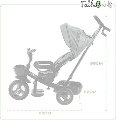 В1 триколісний велосипед Noemi з перекладиною від 18 місяців до 25 кг, передній і задній хід, шини PU, великий вільний хід, кошик,