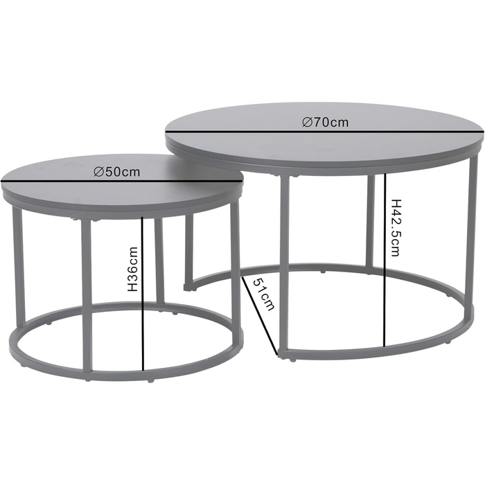 Набір з 2 круглих дерев&39яних журнальних столиків Home Collective, сучасний стіл для вітальні, бічний столик 2-в-1 з металевим каркасом для вітальні, офісу, дизайн лофт, двоспальний Чорний, великий, круглий