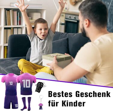 Дитяча футбольна форма, 8/ 10, виїзна футбольна форма для дітей з футболкою, шортами, шкарпетками, наколінниками та брелоком для дітей та підлітків 6-7 років, 10