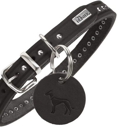 Нашийник для собак HUNTER Aalborg Style, колір чорний, виготовлений з міцної жирної шкіри, надійний, зручний, стильний з металевими заклепками, зроблено в Німеччині, розмір 37 см, чорний