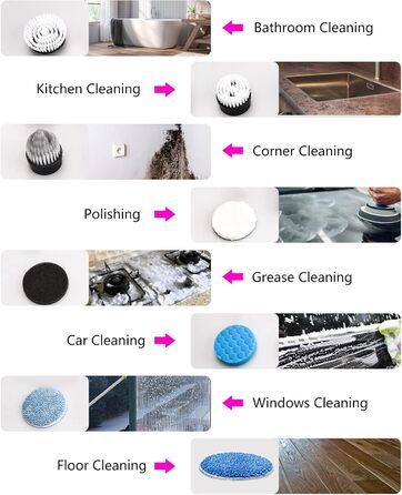 Електрична щітка для чищення, щітка для чищення душової кабіни FARI з 8 змінними насадками, акумуляторна скребок з регульованою ру