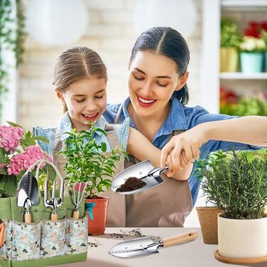 Набір садових інструментів Gartenwerkzeug, 7 предметів, з органайзером-сумкою для інструментів, міцний нержавіючий набір садового інструменту, ідеальний подарунок для жінок, чоловіків та садівників-любителів
