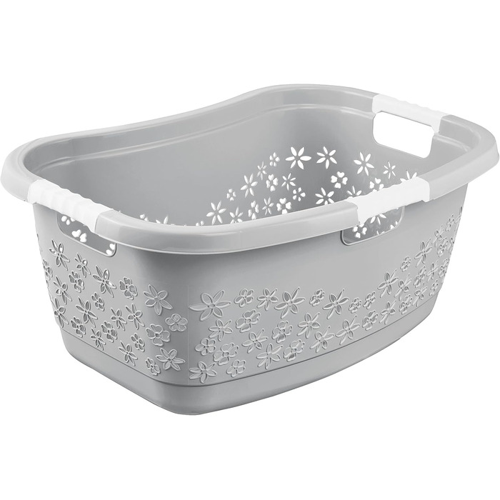 Ергономічний кошик для білизни keeper з повітропроникним декором, нековзними м'якими ручками, 50 л, Lasse, Nordic Grey