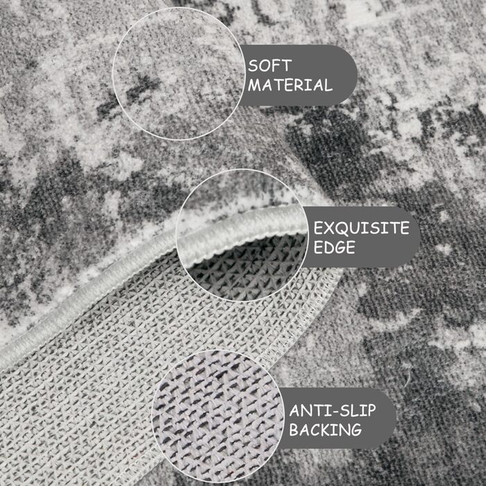 Килимок-доріжка Cekene з абстрактним принтом 80x200 см, сірий, для передпокою, миється, нековзний, для кухні, довгий килим-доріжка для входу, ванної кімнати, пральні 80 x 200 см (прямокутний), сірий