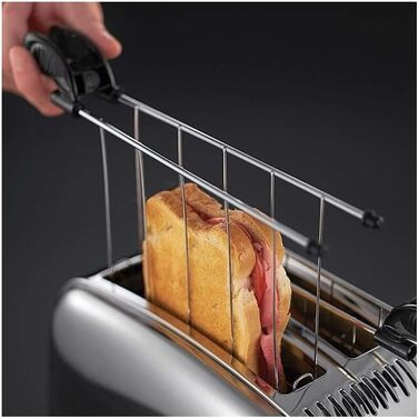 Тостер Russell Hobbs на 2 скибочки Victory з нержавіючої сталі (надширокі слоти для тостів, включаючи підставку для булочок, 6 рів