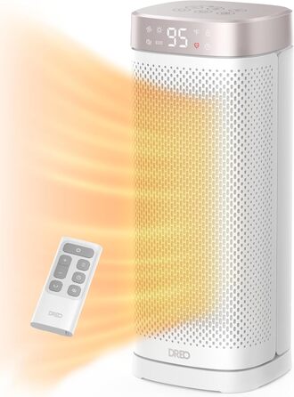 Дюймовий електричний обігрівач Dreo, енергоефективні обігрівачі з терморегулятором, пульт дистанційного керування, що коливається