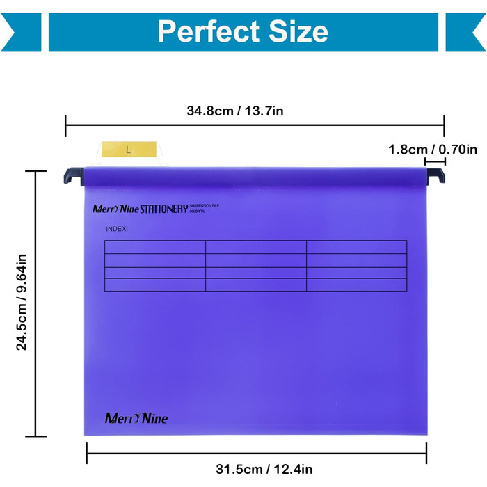 Підвісні папки MerryNine, A4, 5 шт. , поліпропілен, підвісні папки з райдерами та картками-вкладишами, для школи, дому, роботи, офісу, організації (5 кольорів) (1, фіолетовий)