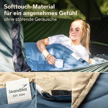 Спальний мішок Skandika Oppdal Спальний мішок-ковдра для дорослих, 3 сезони, компактний, легкий, прямокутний До 7C, 230 90 см Для активного відпочинку на природі, кемпінгу, походів, синього кольору 190 x 90 см