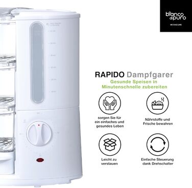Пароварка bianco di puro Rapido - на 50 швидше, ніж інші системи, завдяки технології приготування на парі STRIX з основами з нержа