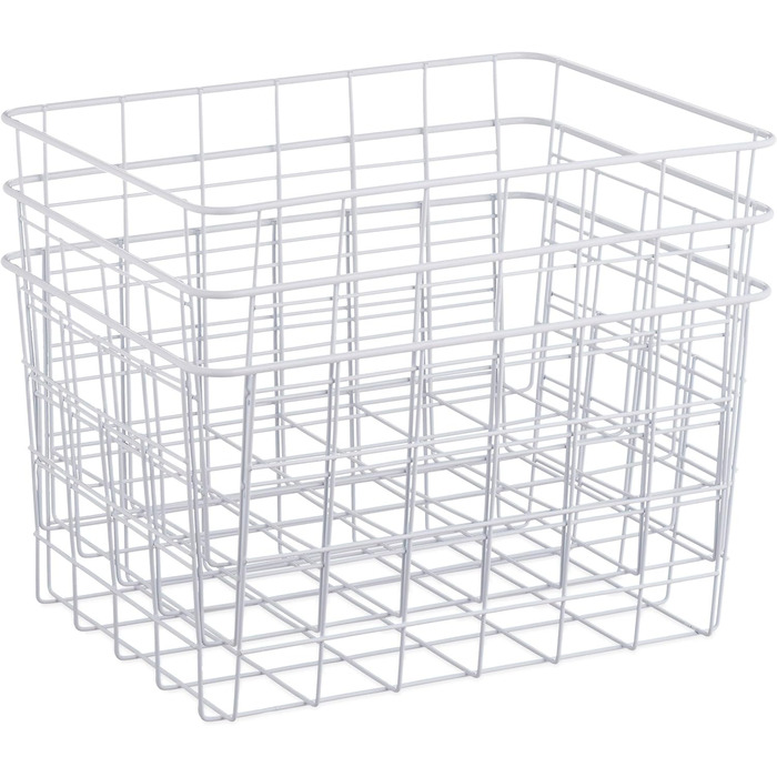 Набір із 3 дротяних кошиків Relaxdays, прямокутний, сітчастий кошик для зберігання, ВШХ 15,5 x 28 x 20 см, декоративний металевий кошик, білий