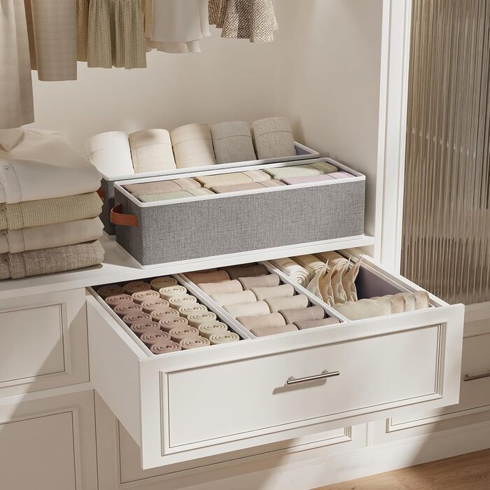 Складаний кошик для зберігання з 3 предметів, кошики для зберігання з ручкою, органайзер для гардеробу, коробки для зберігання для ванних кімнат, шаф та полиць, 38x15,5x13 см, сірий, 3 шт. сірого кольору